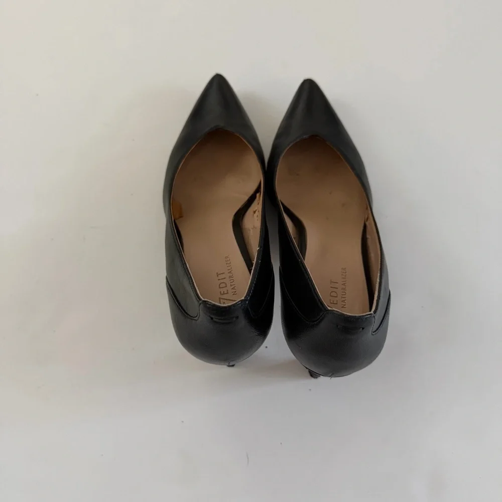 27 Edit Naturalizer Classic Black Leather Heels Pointed Toe Pumps Size 7